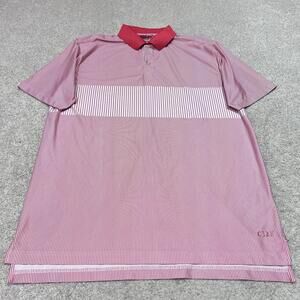 Tabasco Polo Men’s Red Striped Short Sleeve Size Large